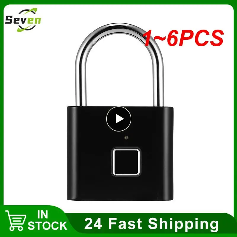 

1~6PCS Keyless USB Charging Door Lock Fingerprint Smart Padlock Quickly Unlock Zinc Alloy Metal Self-imaging Chip 10