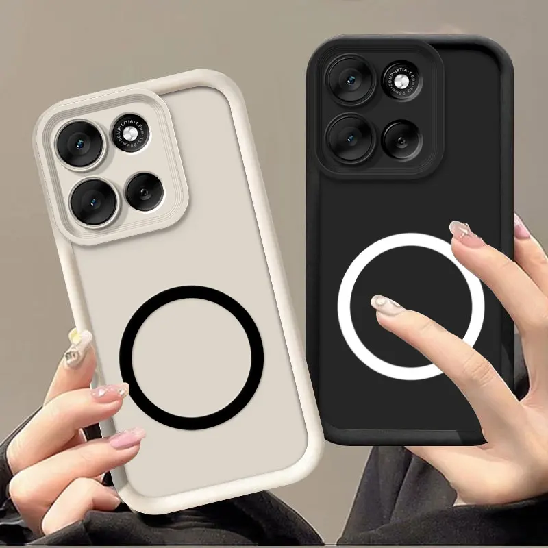 Soft Silicone Shockproof Phone Case with Magnetic Ring and Protective Bumper