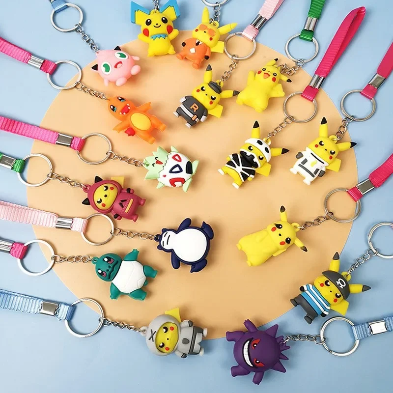 

Pokemon Children toys Pikachu keychain Randomly handle elf figurines Decoration car key pendant action figure anime cute 24pcs