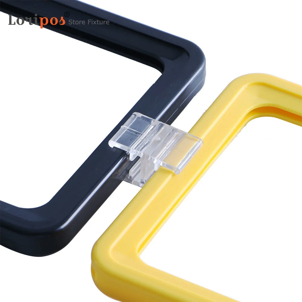 10PCS A6 Hanging Ceiling Poster Frames Plastic Sign Frame Hanging Hook Promotion Paper Label Holders Loripos