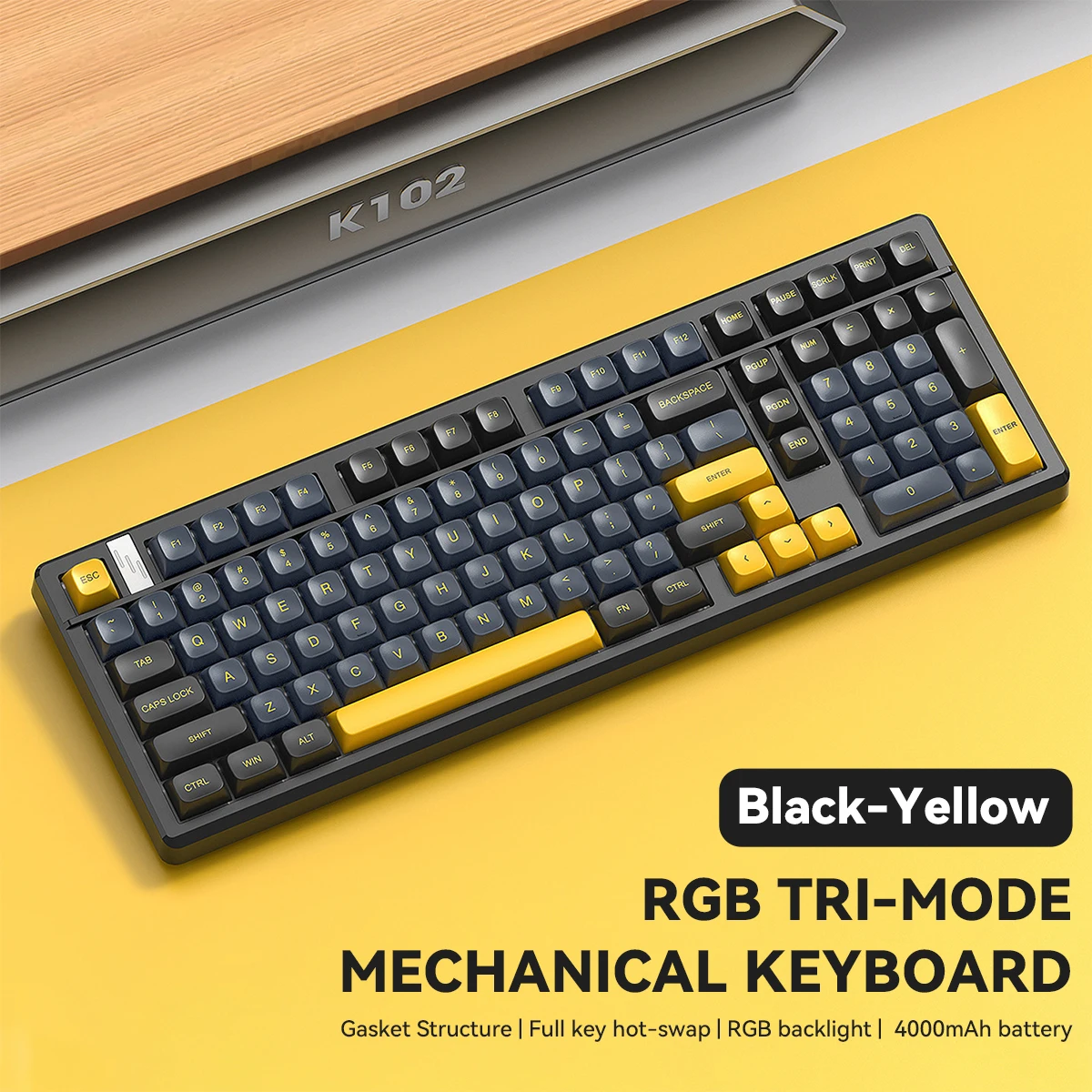 Wireless Mechanical Gaming Keyboard with Spherical PBT Keycaps, Thocky Sound Profile, RGB Backlight,3-Mode Connectivity for PC