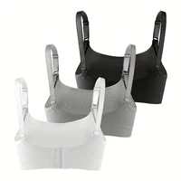 3 PCS Set Breathable Front Open Nursing Bra Maternity Underwear Pregnancy Bra Full Cup Wireless Comfortable Breastfeeding Bra 2