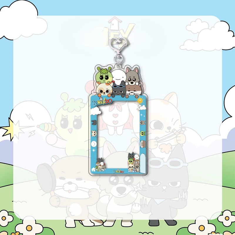Kpop BOYNEXTDOOR Cartoon Card Insertion Frame Keychain SUNGHO RIWOO JAEHYUN TAESAN LEEHAN Card Storage Pendant Accessories Gift 4