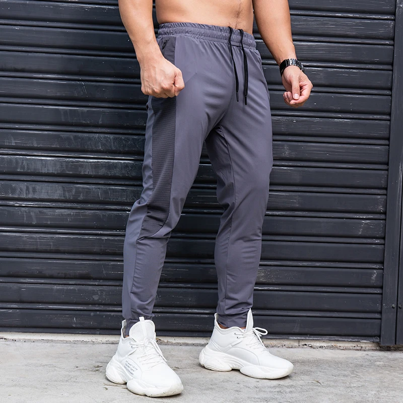 Casual Sports Pants Elasticity Men Running Pants Casual Sweatpants With Zipper Pockets Training Jogging Fitness Trousers Gym Workout Sport Pants