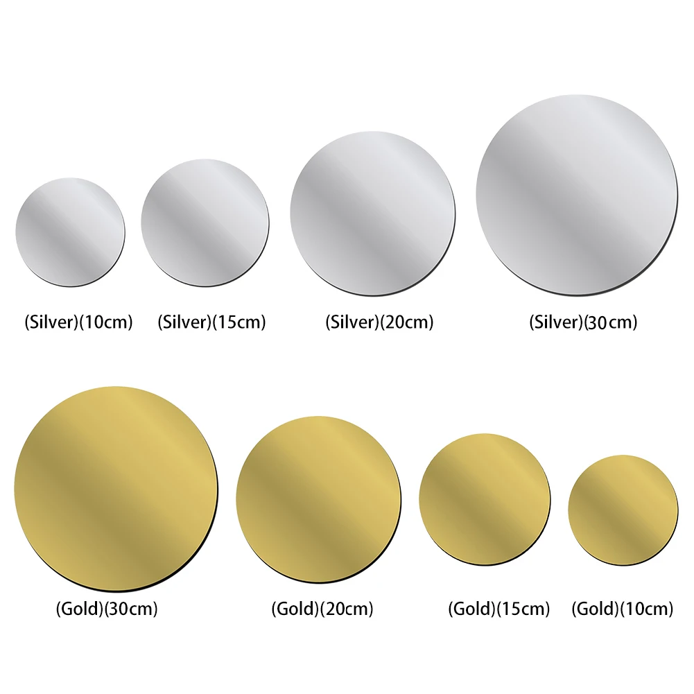 10-30cm Acrylic Mirror Stickers Thickening Round Mini Mirror Wall Sticker Decorative Self-adhesive Gold Silver DIY MakeUp