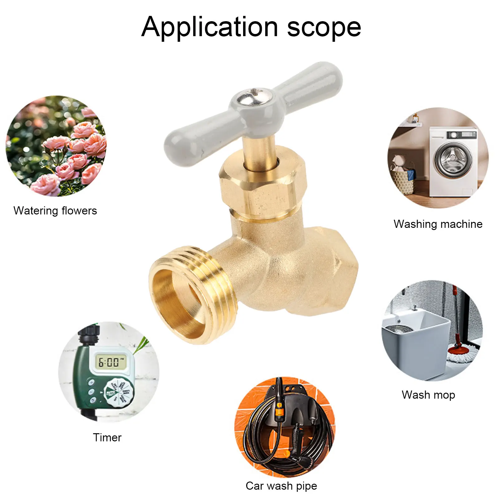 Hose Bibb Brass G1/2in DN15 Female Thread G3/4in DN20 Male Thread Water Hose Outlet Plumbing Fitting