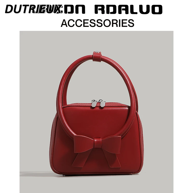 Fashion New Simple Small Square Bags for Women 2024 New Sweet Cute Bow Ladies Handbags All-Match Shoulder Messenger Bag