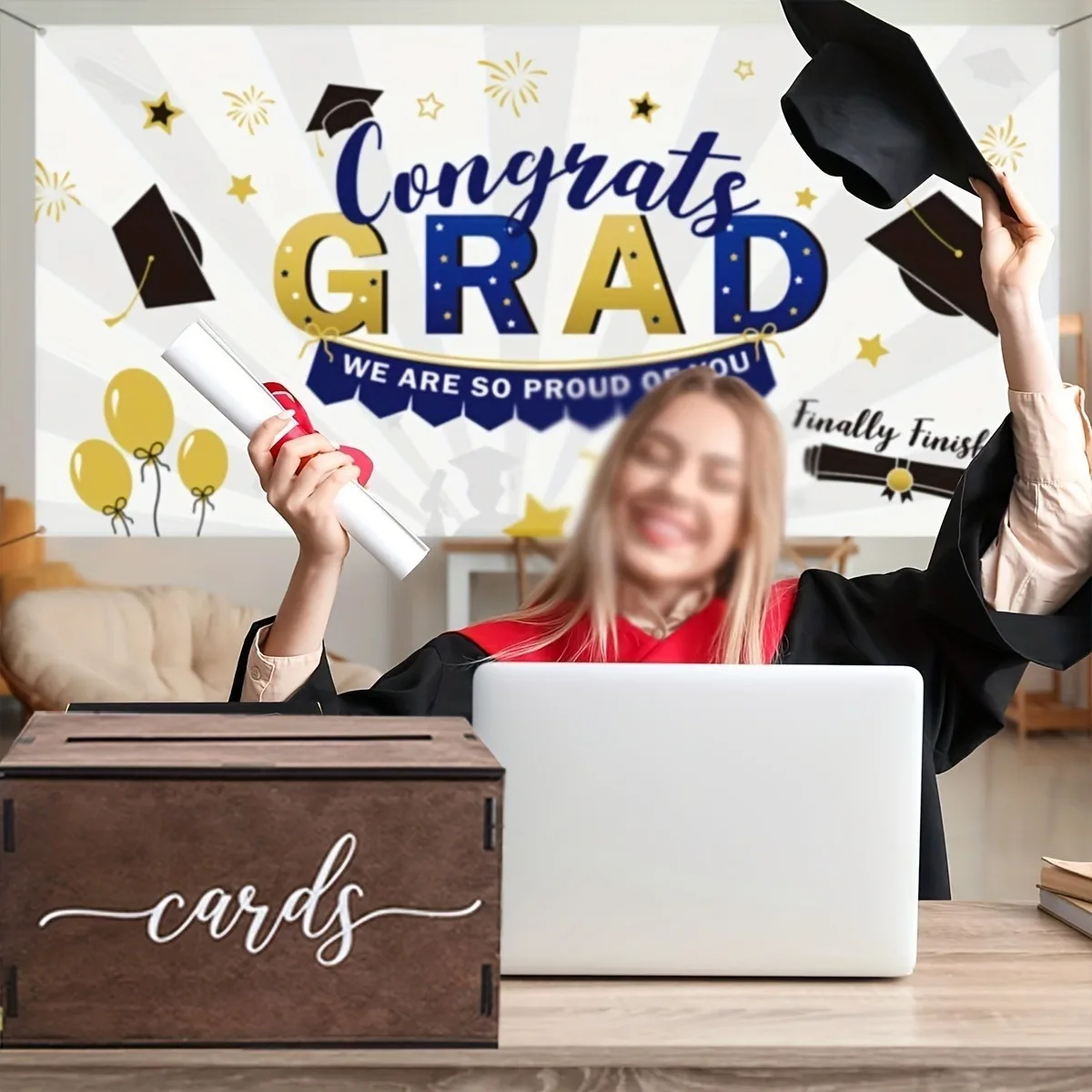 Description Picture 6 of item1 piece of 2024 wooden wedding card box with slot and lid, wedding gift and reception decoration, anniversary birthday party