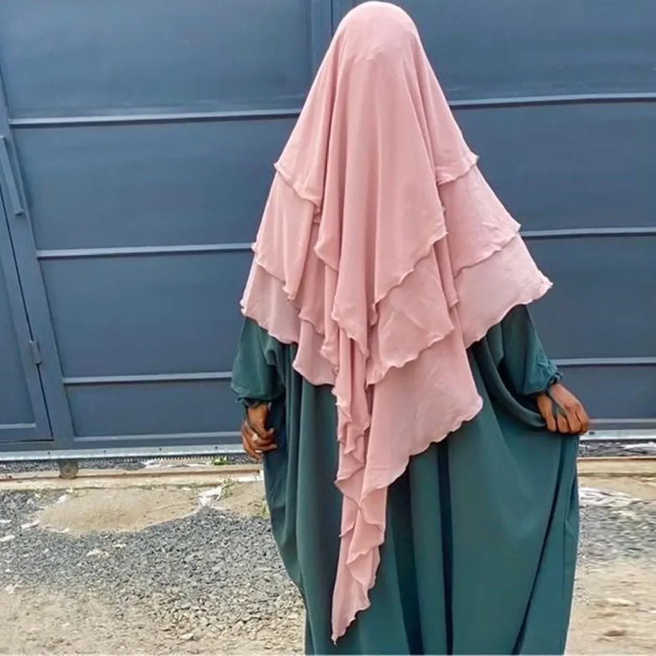 12 Colors 3 Layer Khimar for Women Chiffon Headscarf Islamic Clothing Extra Long Overhead Scarf Muslim Niqab Ramadan Eid