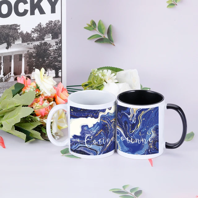 Taza de café con nombre personalizado, regalo para mujeres, hombres,  amigos, taza de café personalizada de cerámica, mármol azul, taza de té de  leche personalizada, regalo de 11Oz - AliExpress