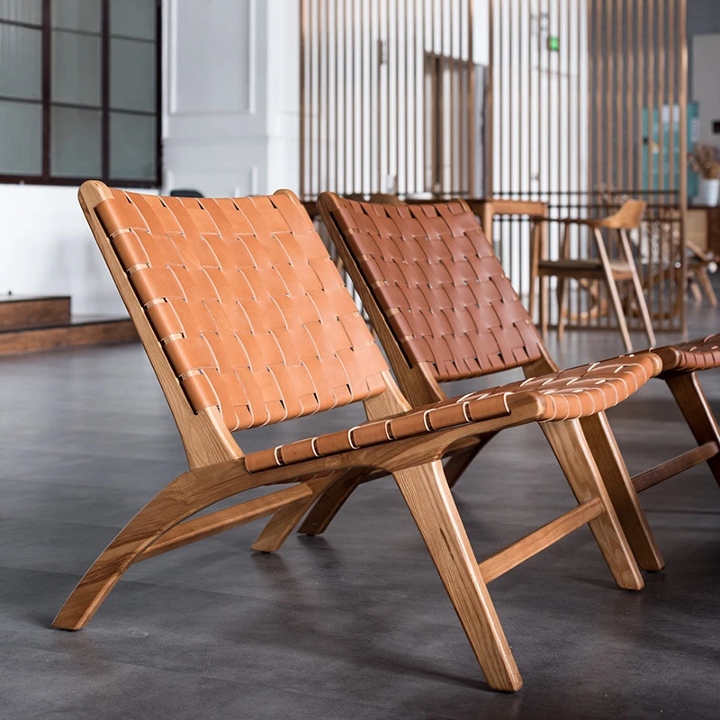 

Same frequency/saddle chair Nordic solid wood single person leisure chair Balcony woven chair Outdoor sofa chair Whole body