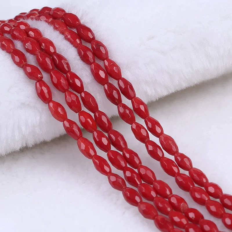 

High Quality 6*9mm Rice Shape Red Coral Beads For Jewelry Making