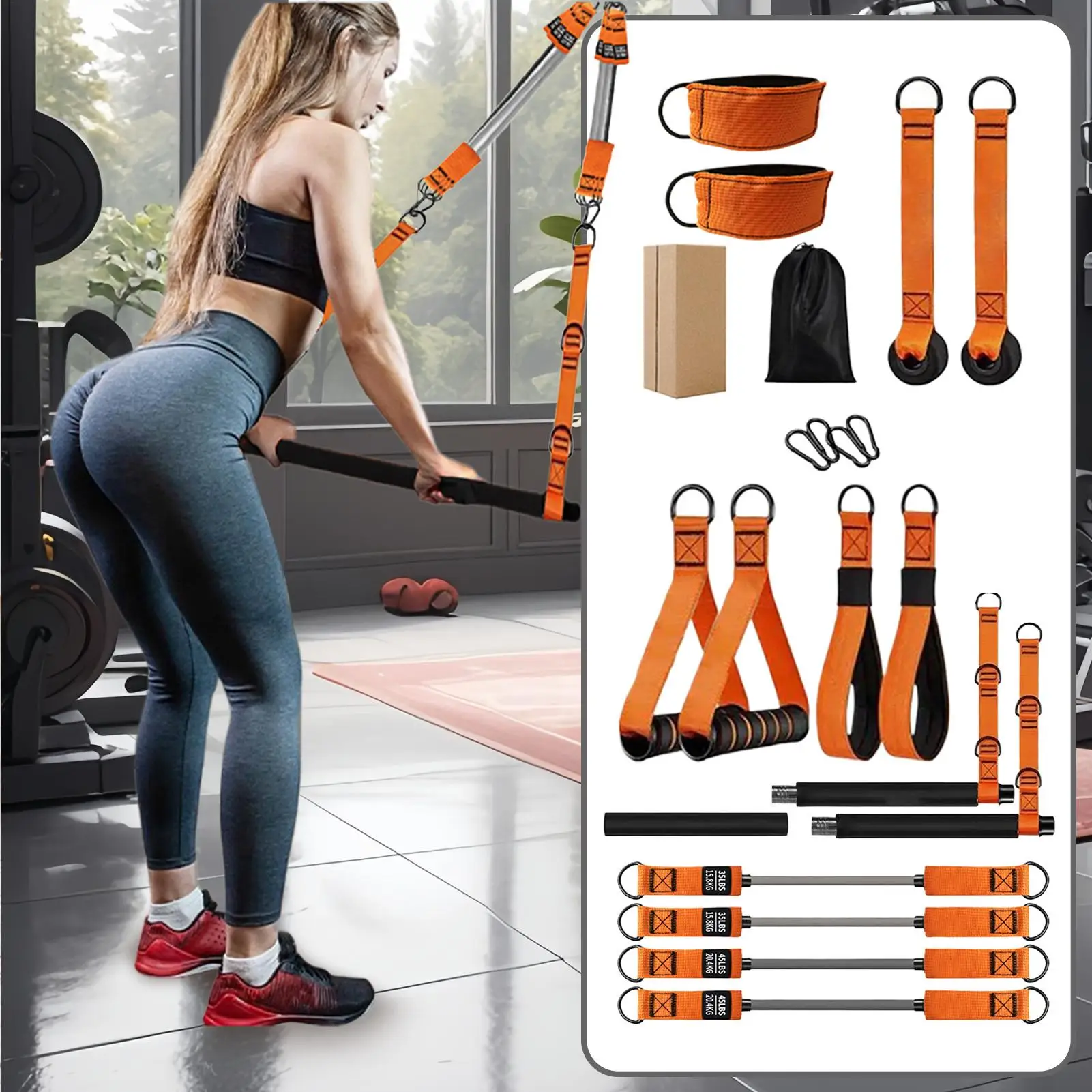 Portable Pilates Bar Kit Full-Body Workout Equipment Portable Pilates Equipment For Shoulders Waist Legs Apartment Dwellers