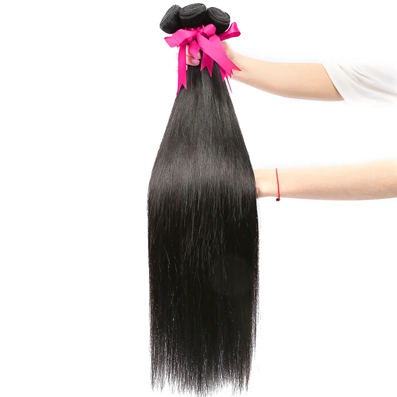 Human Hair Extensions Human Hair Bundles 40 44 Inch Bone Straight Brazilian Natural Black