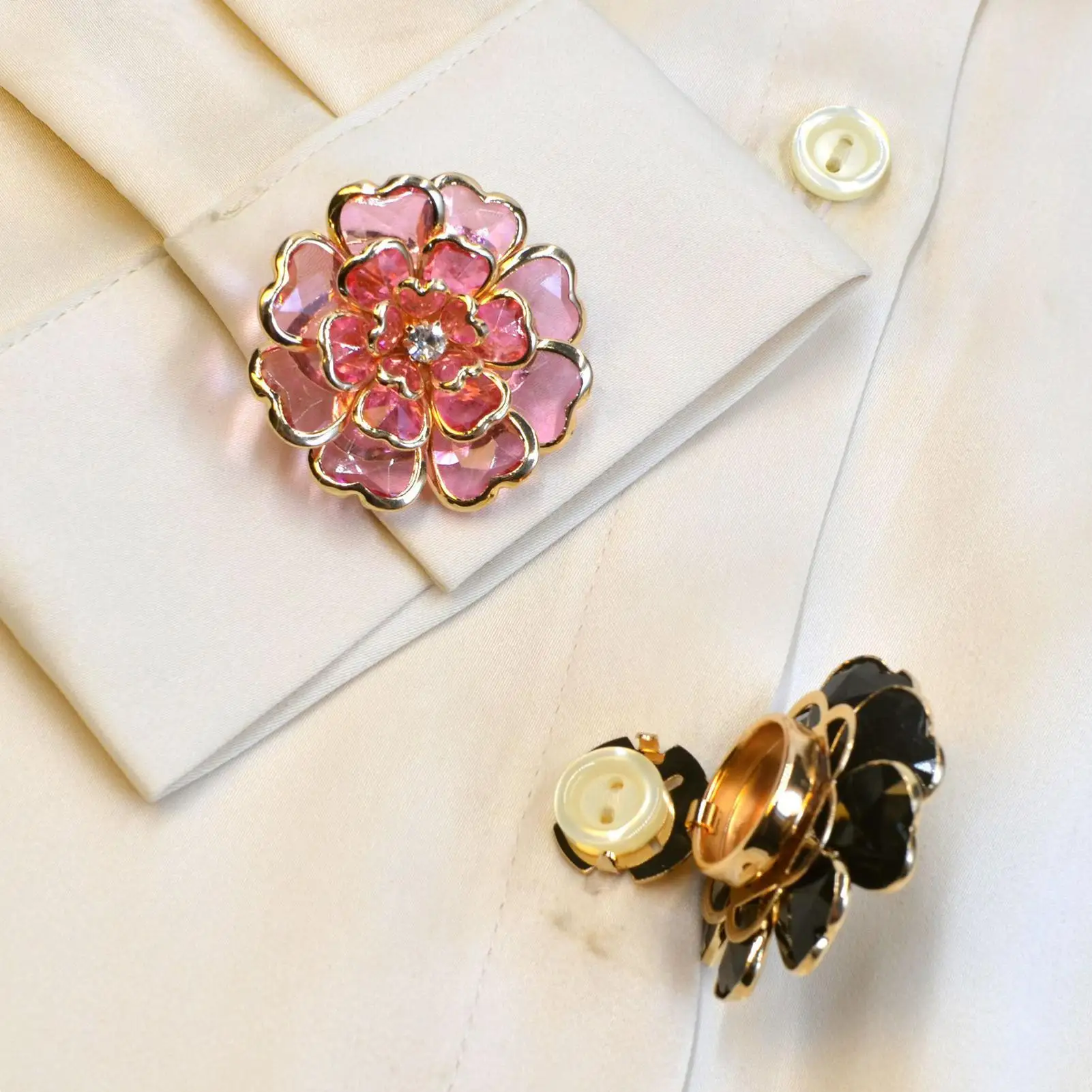 빈티지 메탈 꽃 단추 커버 장식품 DIY 블라우스 재킷 수트 수제 공예 재봉 교체용 선물