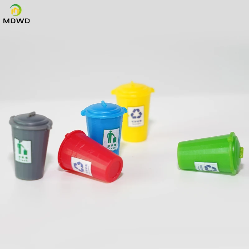 2pcs/Set Dollhouse Miniature Mini Garbage Trash Can Rubbish Bin Toy HO Scale Model Figure Model Train Landscape Diy Accessories 6
