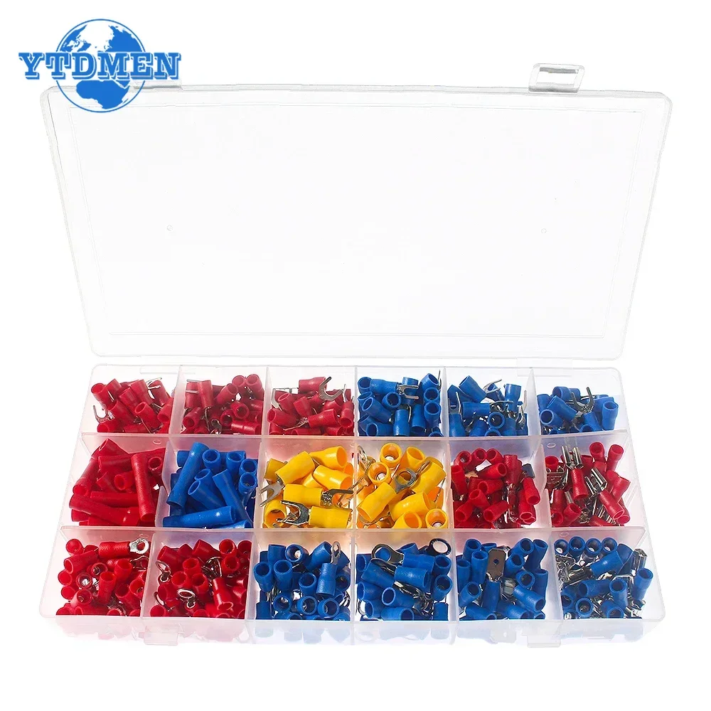 520PCS Assorted Spade Terminals Insulated Cable Connector Electrical Wire Crimp Butt Ring Fork Set Ring Lugs Rolled Kit
