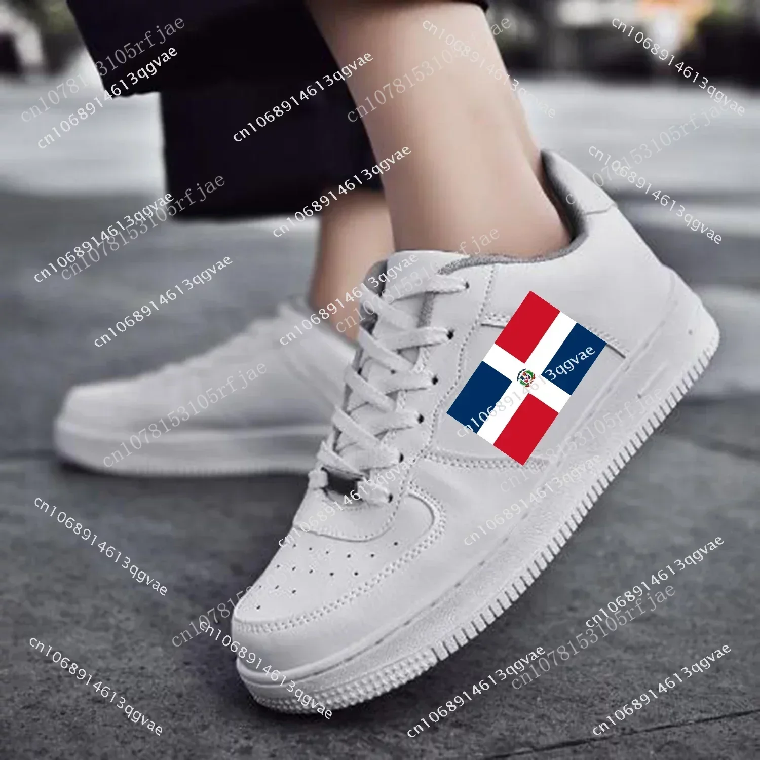 Dominicana Republica Flag AF Basketball Mens Womens Sports Run High Quality Flats Force Sneakers Lace Up Mesh Custom Made Shoe