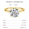 Bague en diamant Moissanite en or 14K, 9mm, 3CT, 100% Au585, coupe ronde pour femmes, bijoux d'anniversaire de mariage, de fiançailles, cadeau