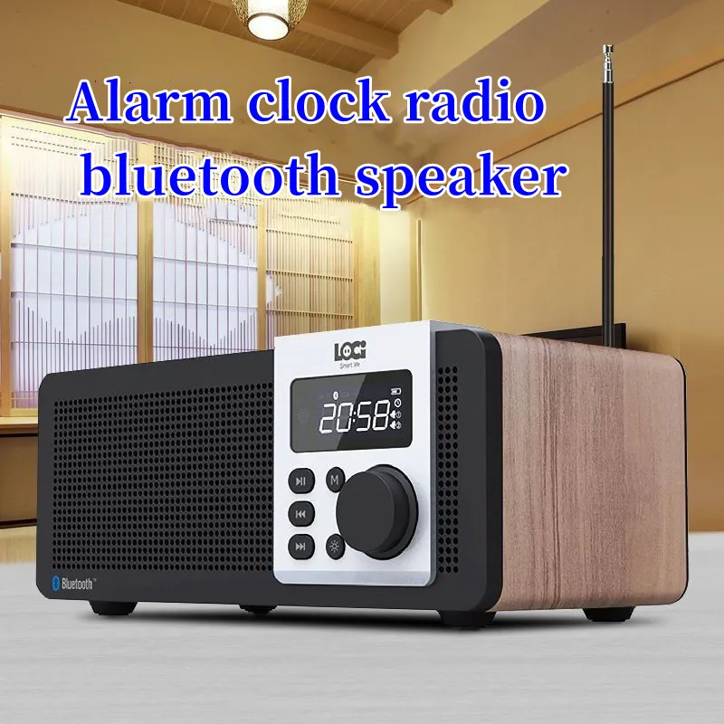 WoodenWirelessBluetoothClockAlarmBluetoothSpeakerUSBandTFCard