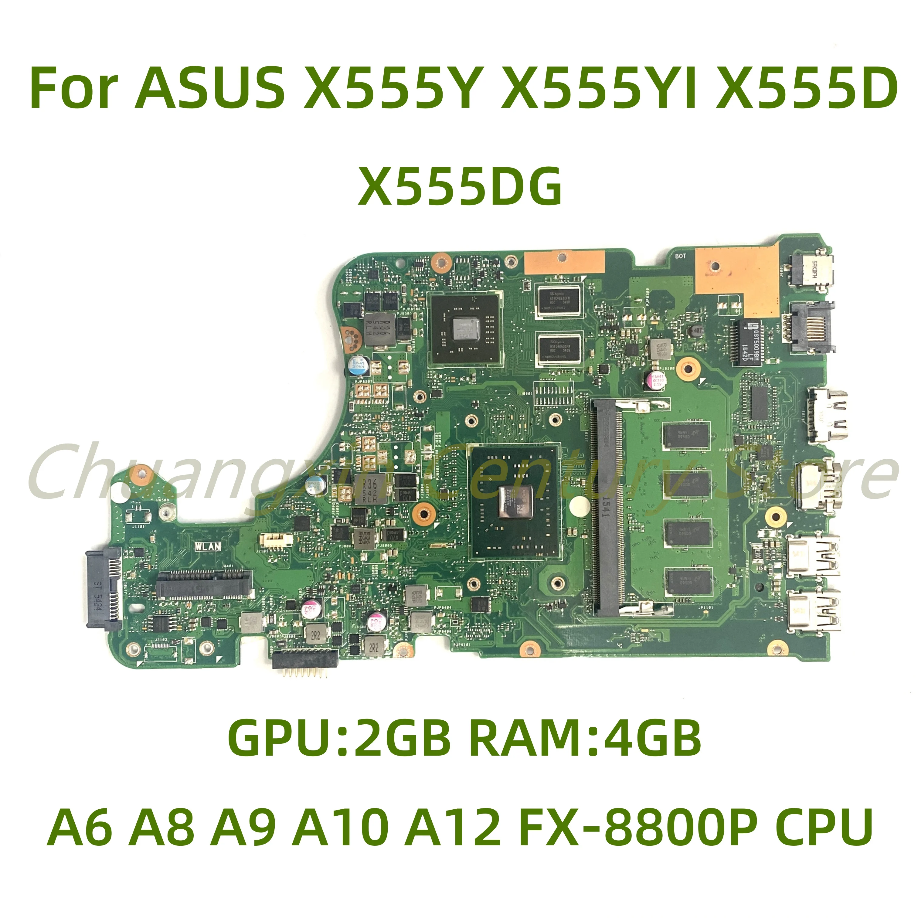 

Suitable for ASUS X555Y X555YI X555D X555DA K555D Laptop motherboard X555DG with A6 A8 A10 A12 FX-8800P CPU RAM: 4GB 100% Tested