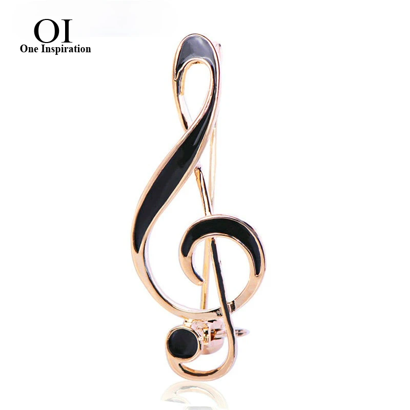 

OI Musical Note Brooch Gold Color Enamel Jewelry For Women Clothing Scarf Hat Suit Lapel Pin Music Symbol Badge