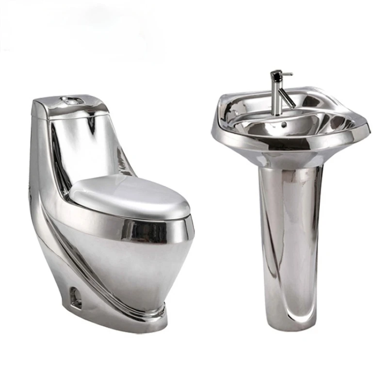 

Artistic Golden Diamonds Style One Piece Closestool Siphon Jet Fluishing S-Trap Floor Mounted Luxious Villa Bathroom Seat Toilet