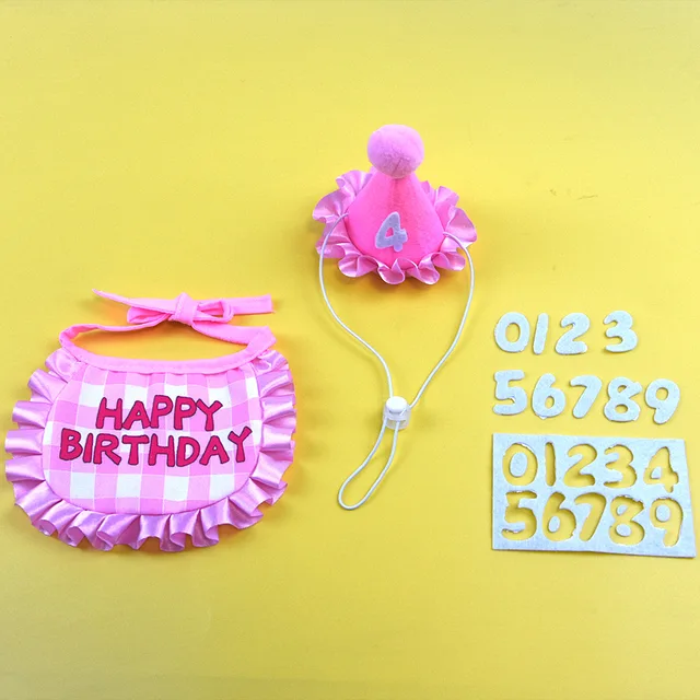 Cat Birthday Scarf Hat Set Dog Birthday Party Supplies Pet Scarf Cute Puppy Birthday Hat Scarf Decor For Small Medium Pets 6