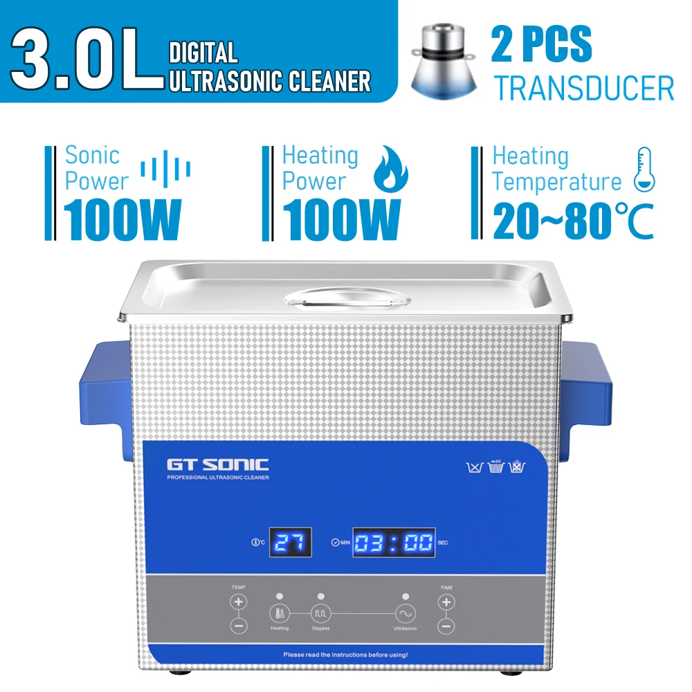 GTSONIC limpiador ultrasónico 3L, 100W, 110/220V, calefacción para baño