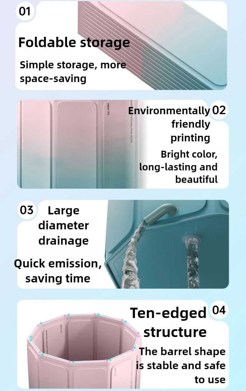 Installation-free Folding Portable Household PVC Bath Bucket Suitable for Adults and Children To Bathe All Over The Body 70 * 66 6