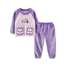 Pyjamas en peluche pour filles, ensembles pour enfants de Fleece3 16 ans, Costume corail, vêtements de nuit d'hiver, survêtement de dessin animé 