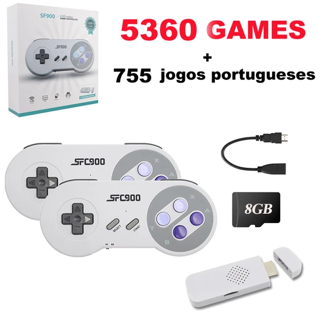 Super Nintendo SF900 Console de Videogame, TV Game Stick, Construído em  6100 + Jogos, Saída HD, Jogador Portátil com Gamepad Sem Fio - AliExpress