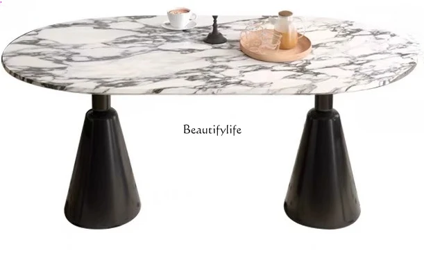 

Oval Kitchen Island Dining Table Retro Modern Small Apartment French Dining Table