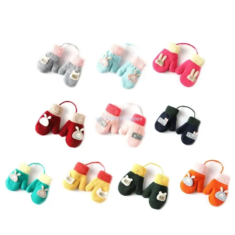 

Детские зимние варежки, двухслойные бархатные теплые перчатки для детей от 0 до 3 лет, Прямая поставка