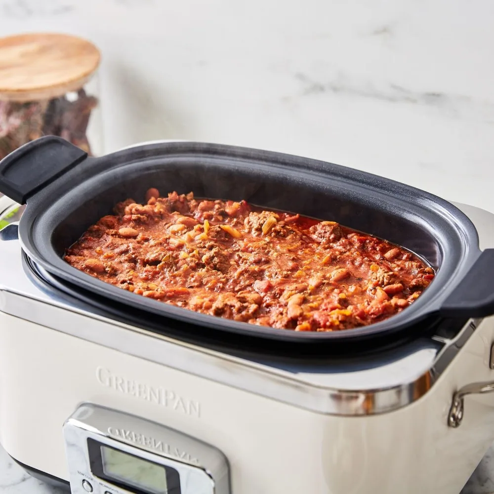 Elite 8-in -1 Programmable 6QT Electric Slow Cooker, Dishwasher Safe Lid & Removable Crock, PFAS-Free Healthy Ceramic