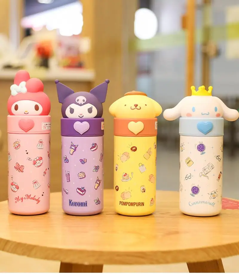 Sanrio 304 Stainless Steel Vacuum Cup Kawaii Anime Hello Kitty Thermos  Cartoon Kuromi Cinnamoroll Bomb Lid Straight Drink Cup