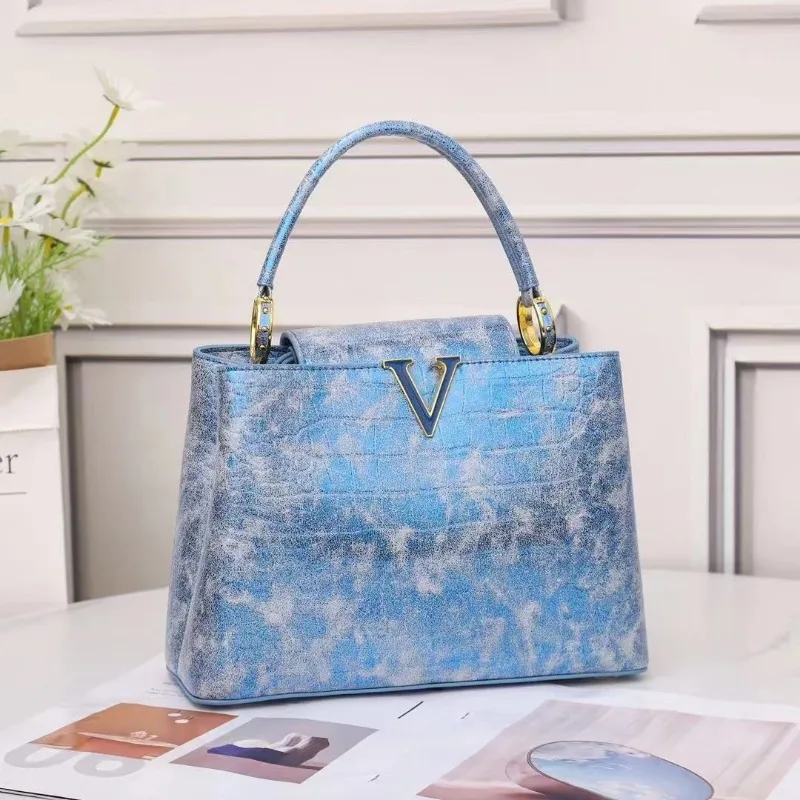 

Genuine Leather Women's Handbags Luxury Fashion Lady Shell Tote Bag 2024 New Portable Crocodile Pattern Shoulder Crossbody Bags