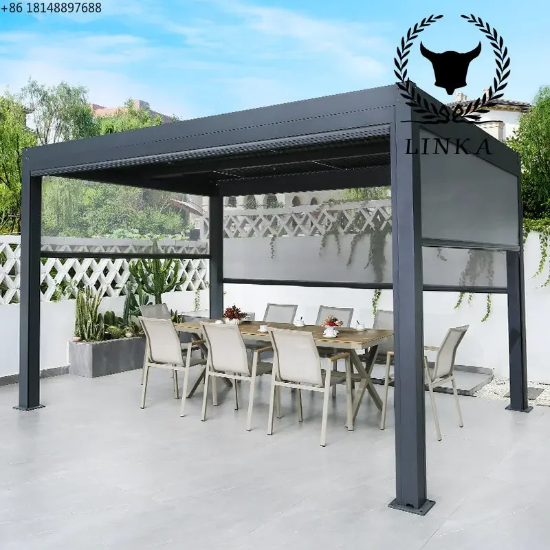 

Outdoor courtyard sunshade garden villa terrace smoking room aluminum alloy electric shutter pavilion