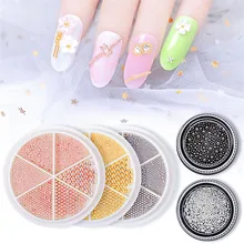 

6 Grids Nail Art Tiny Steel Caviar Beads 0.8-1.5mm Mixed Size 3D Design Rose Gold Silver Jewelry Manicure DIY Decoration