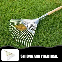 Garden Pine Needle Rake Portable Steel Lawn Rake Garden Shrub Rake For Leaves 2