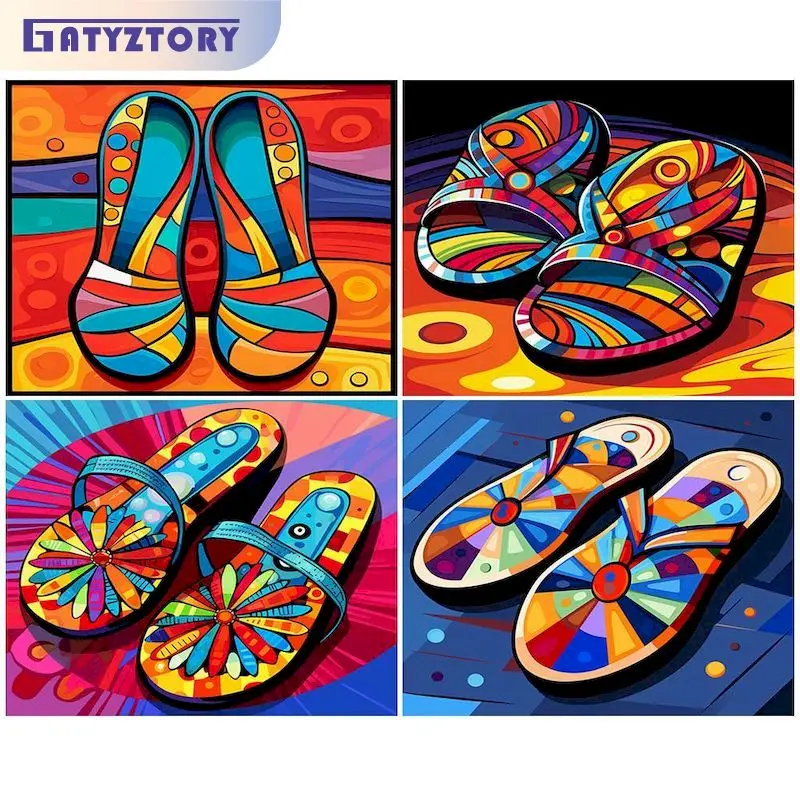

GATYZTORY Modern Painting By Numbers Original Gifts Paintings On Number Colored Shoes Number Painting Diy Crafts Wall Art