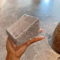 Rhinestone Lipstick Storage Box Acrylic Cosmetics Storage Rack Transparent Multi Grid Lipstick Box Lip Gloss Makeup Organizers 2