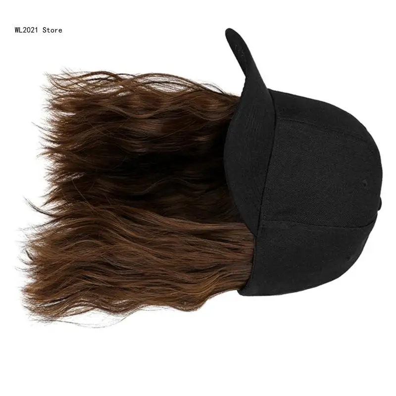 Women Baseball Hat with Attached Short Curly Hair Wig Detachable Natural and Soft Bob Hair Wig for Female baseball cap