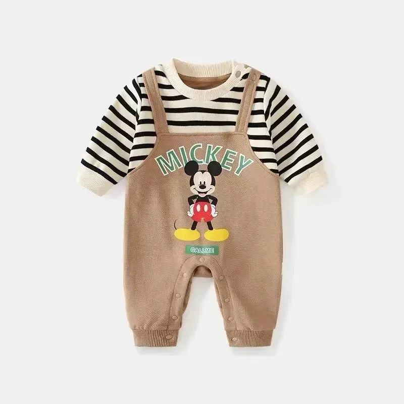 Spring Autumn Baby Boy Romper Cartoon Mickey Mouse Winnie Pooh