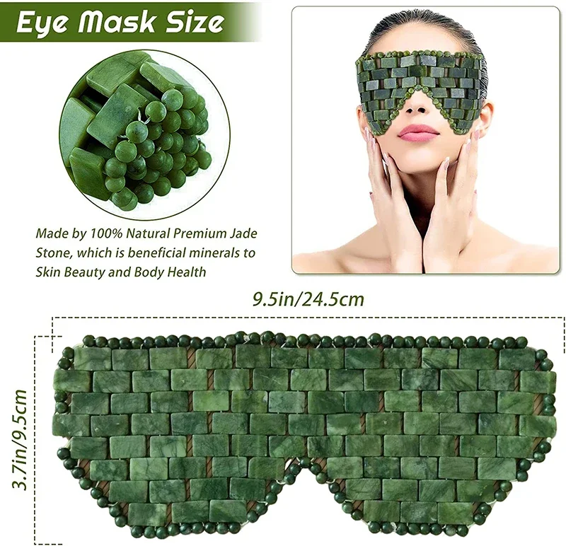 Facial Cooling Mask Jade Eye Mask Alleviate Puffiness Jade Stone Eye Cover Relieve Wrinkles Anti-Aging for Hot & Cold Therapy