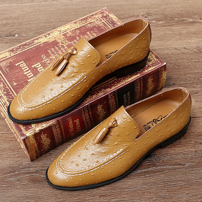 Brand White Tassel Men's Leather Shoes Casual Moccasin Homme Men's Oxford Shoes Flat Men's Boat Shoes Business Men's Loafers