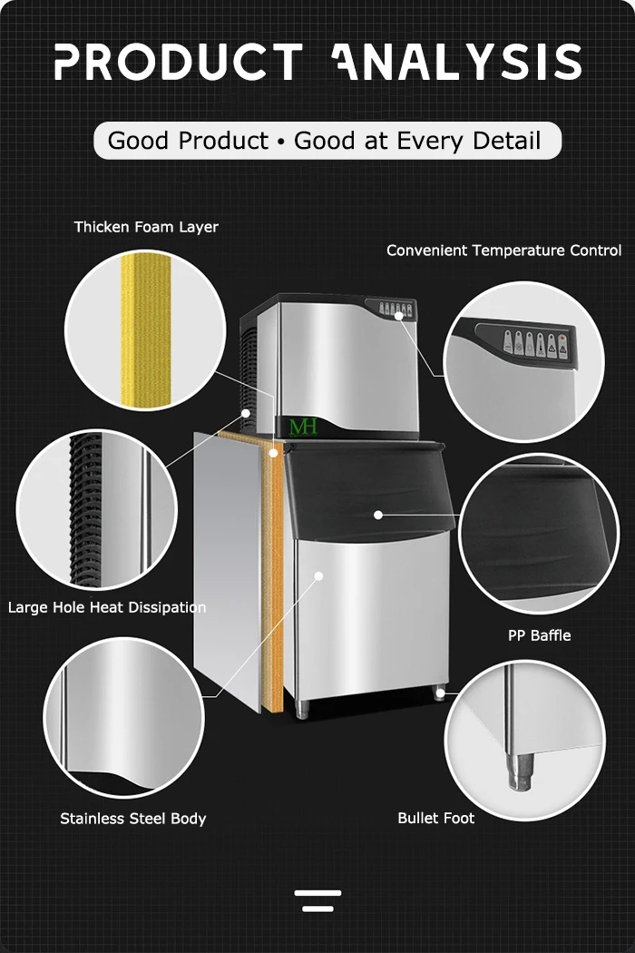 Description Picture 6 of itemHigh Capacity Refrigerator Automatic Ice Making Canteen Milktea Shop Bar Commercial Ice Maker Machine