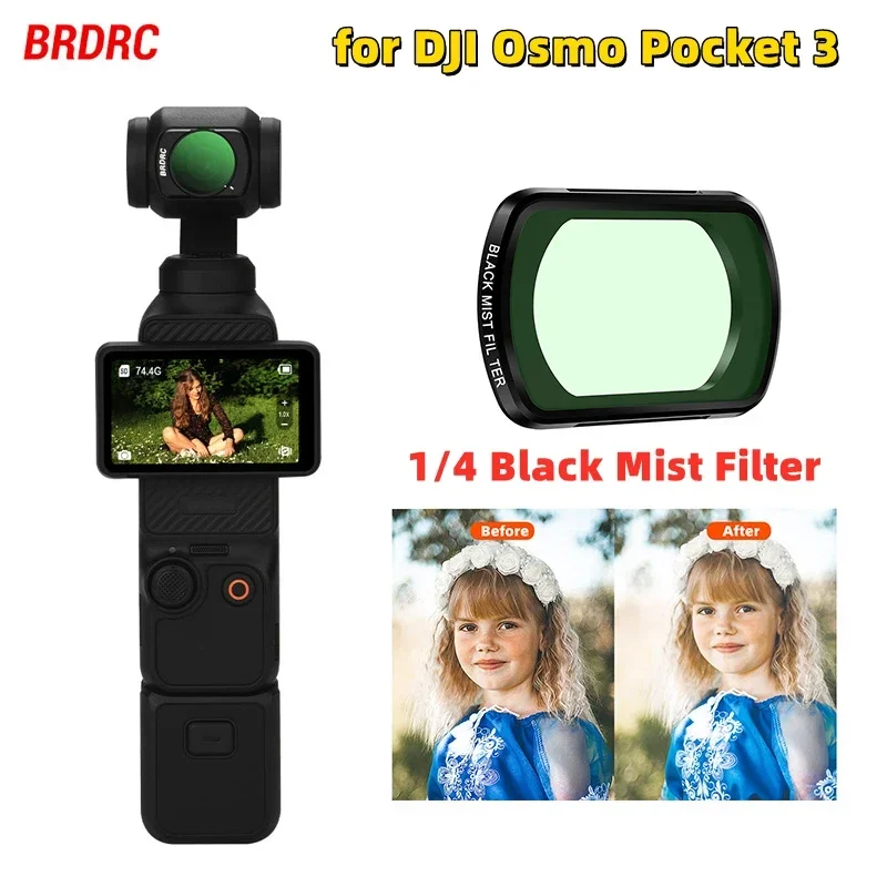 

1/4 Black Mist Filter for DJI Osmo Pocket 3,Magnetic Design Lens Filter,Soften Skin Tones Handheld Gimbal Camera Accessories