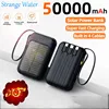 50000mAh High Capacity Solar Power Bank Built 4 Cables Fast Charger 2 USB Ports Portable External Powerbank LED Light Powerbank 1