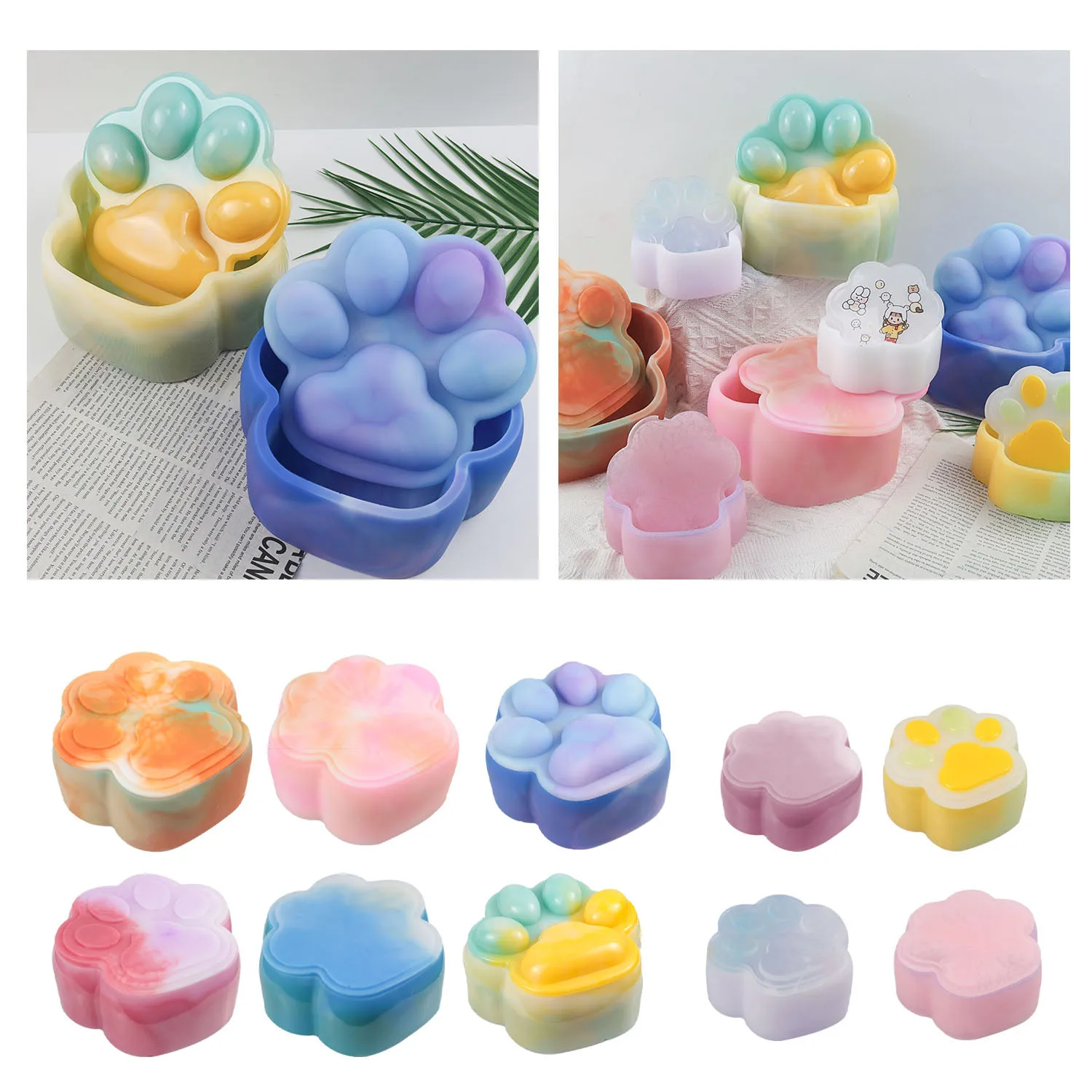 

Зеркальная Матовая коробка для хранения кошачьих лап, силиконовая форма, форма кошачьих лап, коробка для украшений, формы из эпоксидной смолы, поделки «сделай сам», подарок, украшение для дома